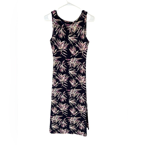 Pact Maternity Freesia Palms Ruched Tank Midi Dress Size Medium - Organic Cotton - Picture 5 of 9